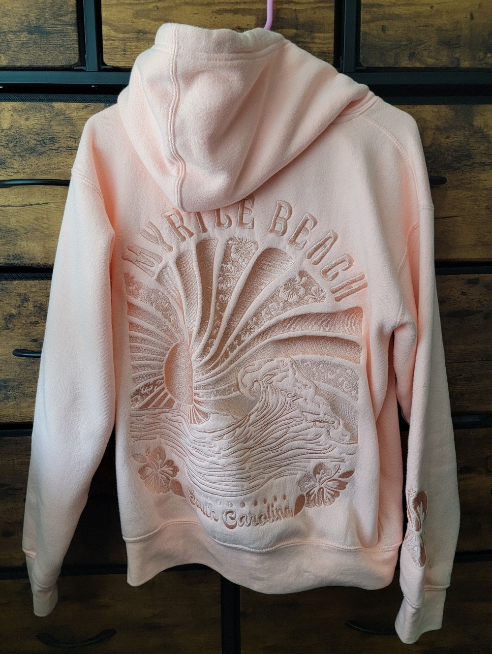 Light Orange Embroidered Hoodie Sweater